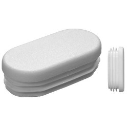 Embouts ovales pour tube Ext. 20x10 mm Ep. 2 - Blanc