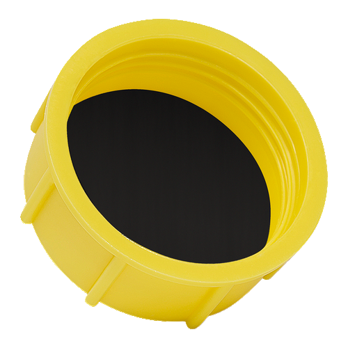Threaded caps to cover 1/4x19 HDPE Yellow with sealing disk