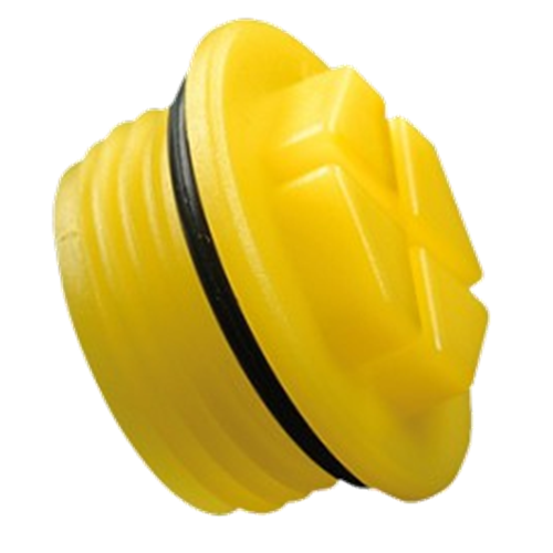 Threaded sealing plugs 1/2x14 HDPE Yellow with assembled O-ring