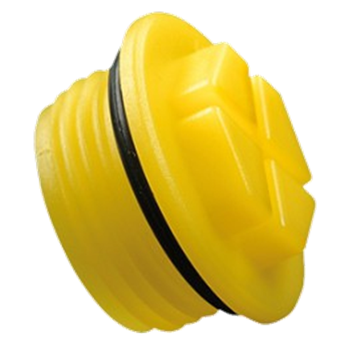 Threaded sealing plugs 1 5/16x12UNF HDPE Yellow with assembled O-ring