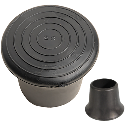 Ferrules for round tube ID 14 Ht. 22 mm Enlarged Base Soft PVC Black