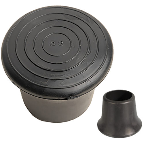 Ferrules for round tube ID 18 Ht. 24 mm Enlarged Base Soft PVC Black