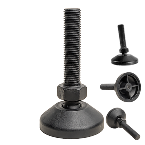 Pied réglable diam 56 Tige M10 Ht 60 mm inclinable 21° 400 kg maxi