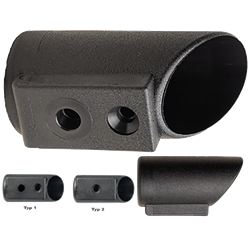 Patin pour tube rond diam ext 22 L 58 mm - PA Noir - Type 1