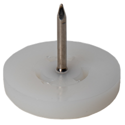 Glide with nail D 10 Ht. 5 - Nail D 2 Ht. 15 mm - HDPE White