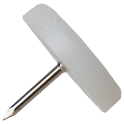 Patin à clouer diam. 22 Ht. 5 - Clou diam. 2 Ht. 15 mm - PEHD Blanc