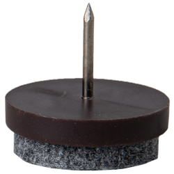 Patin à clouer diam 24 Ht 4 Clou diam 1.6 Ht 13 mm PS Marron feutre