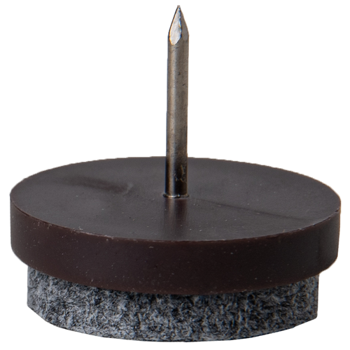 Patin à clouer diam 24 Ht 4 Clou diam 1.6 Ht 13 mm PS Marron feutre