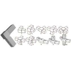 Raccord pour Tube Carré 25x25 mm Ep. 2 mm - Type 6 - PA Gris