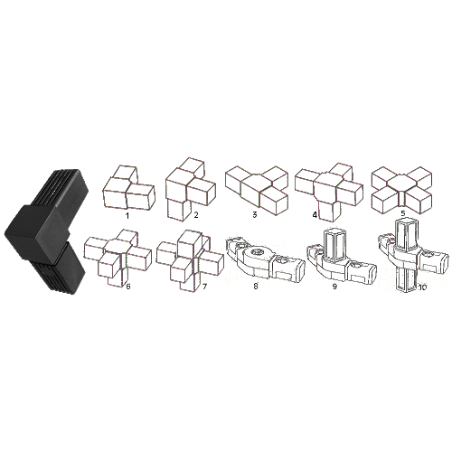 Raccord pour Tube Carré 30x30 mm Ep. 2 mm - Type 7 - PA Noir