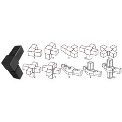 Raccord pour Tube Carré 40x40 mm Ep. 2 mm - Type 1 - PA Noir