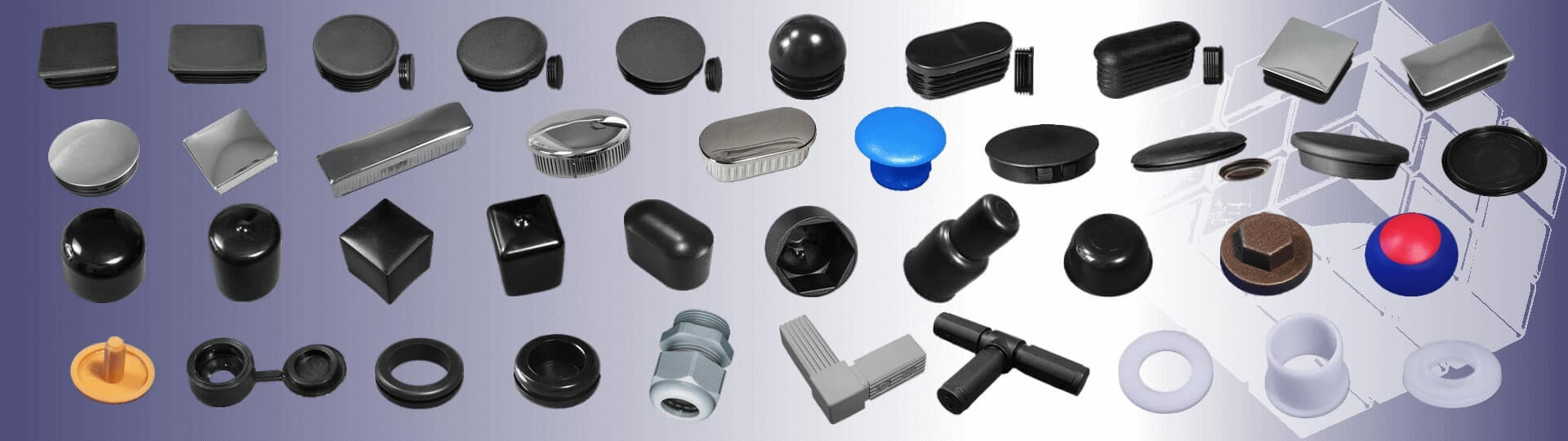 for tubes, blanking, end caps, bolts, nuts; screws, grommets.